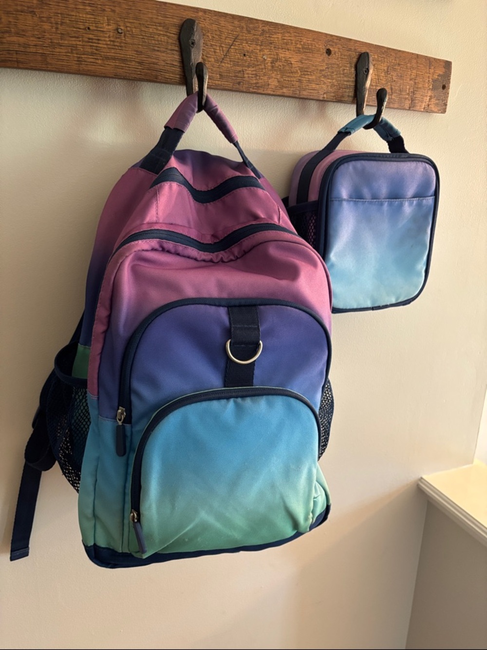 Pottery Barn Gradient Purple Blue Backpack and Lunch Box